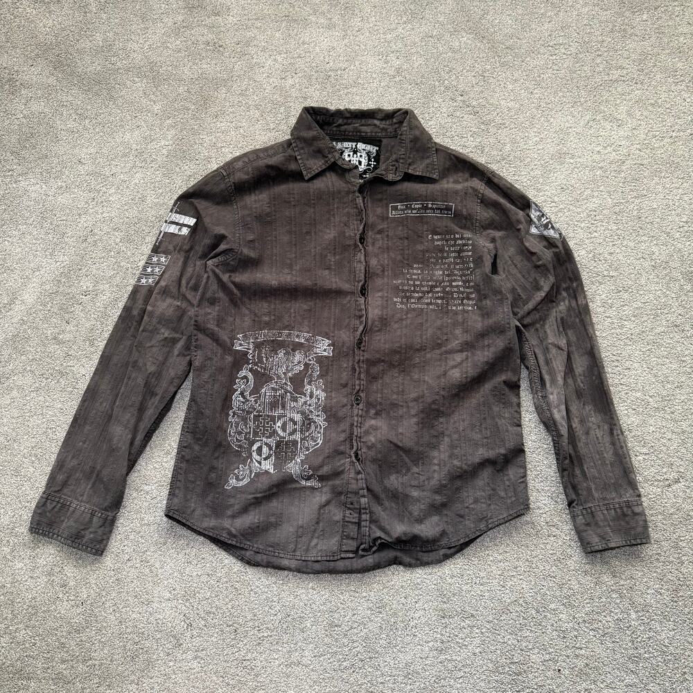 Y2K Eighty Eight Brand Black Long-Sleeve Button-up Goth Medieval Men’s XL
